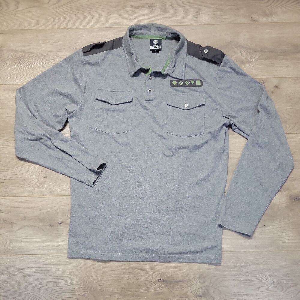 JINX World of Tanks Shirt Men Extra Large Gray Premium Polo Gamer Outdoor